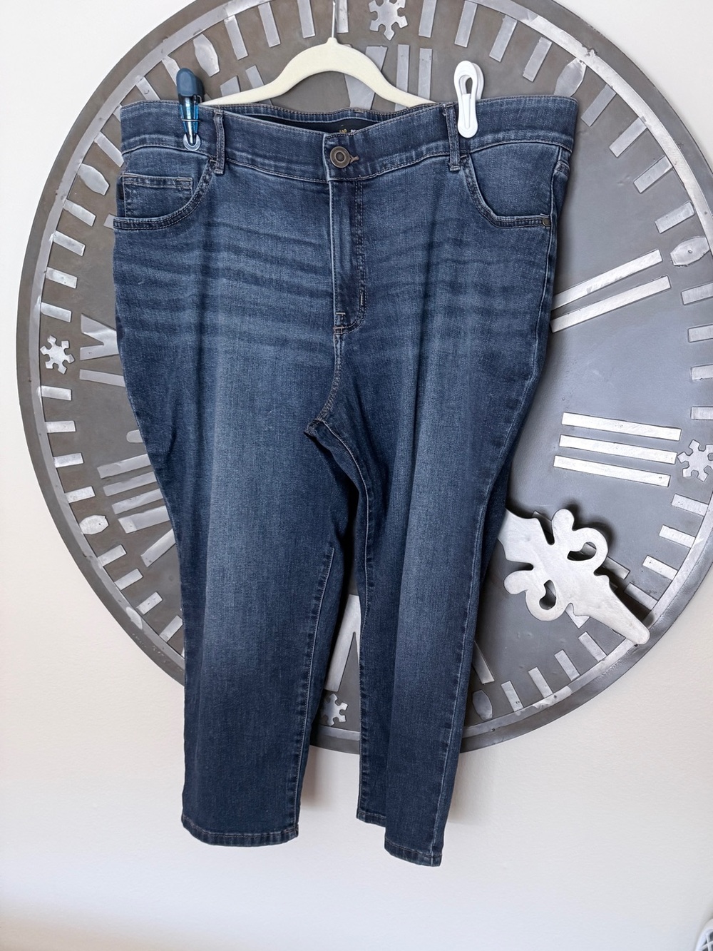 Lee Dark Blue Ankle Crop Stretch Jeans